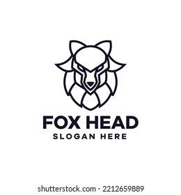 Fox Head Logo Design Line Art Mascot