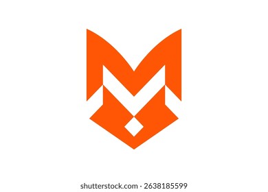Fox head logo design with mv letter in it. A combination of the letters m and v that form a fox head silhouette. Perfect for businesses with a cheerful and adventurous feel.