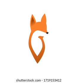Fox head logo design on white background, Vector illustration. Animal Logo.