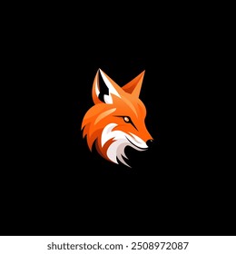 Design do logotipo da cabeça Fox em fundo preto. 