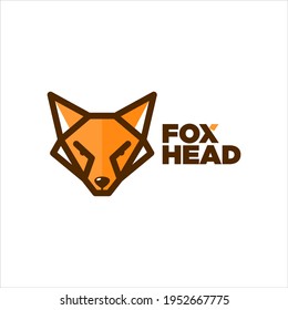 Fox Head Logo Design Simple Modern, Cartoon Animal Mascot Vector Graphic Element and Template Ideas