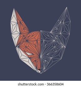 Fox Head Logo. Geometric Fox Face. Low Poly Head Animal. Vector Flat Illustration.