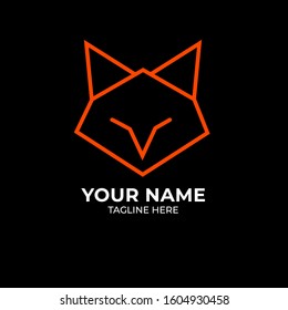 Fox head logo with geometric lineart vector