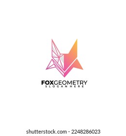 fox head logo geometry design gradient color icon