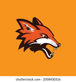 Fox Head Logo Mascot Emblem. Sport logo concept vector. Editable strokes.