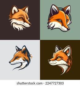 fox head logo mascot minimal modern icon flat vector style illustration