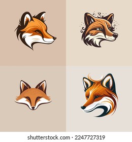 fox head logo mascot minimal modern icon flat vector style illustration