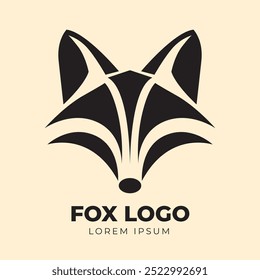 Modelo minimalista de logotipo Fox Head com conceito de logograma de ícone de arte de linha geométrica abstrata