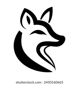 Fox head logo in monochrome and simple style