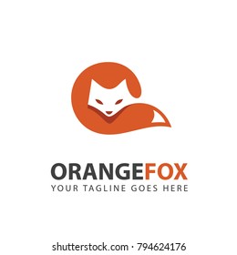 Fox head logo template with silhouette