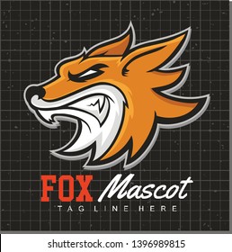 Fox head logo for t-shirt, Fox mascot Sport wear typography 