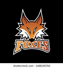 Fox head logo for t-shirt, Fox mascot Sport wear typography emblem graphic, athletic apparel stamp