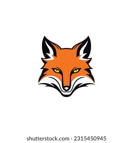 Fox head Logo vector of wolf face emblem clipart, mascot symbol cartoon icon isolated on white background.