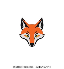 Fox head Logo vector of wolf face emblem clipart, mascot symbol cartoon icon isolated on white background.