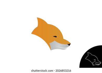 logo de la cabeza de zorro. muy adecuado para íconos, símbolos, camisetas, iniciales, deportes electrónicos, aplicaciones, sitios web, software corporativo, zoológicos, negocios, etc.