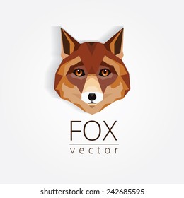 fox head low poly geometric polygonal flat design style logo element- company mascot vector illustration