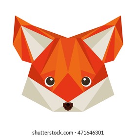 fox head low poly isolated icon vector illustration design