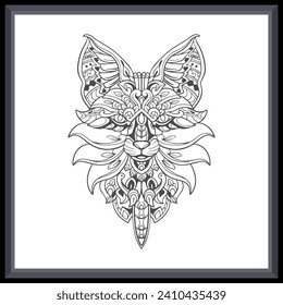 Fox head mandala arts isolated on white background.