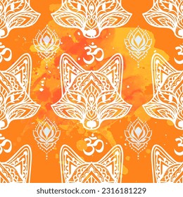 Fox head Mandala pattern. Vector illustration. Flower Ethnic drawing. Decorative Fox animal in Zen boho style. Boho, hippie for decoration