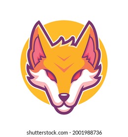 Fox head mascot cartoon vector illustration.
