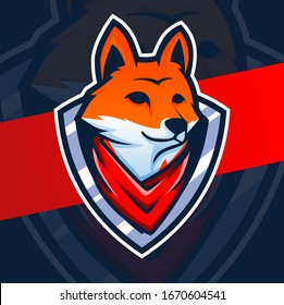 fox head mascot esport logo design