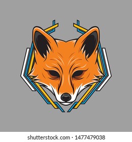 Fox Head Mascot Geometric Vector
