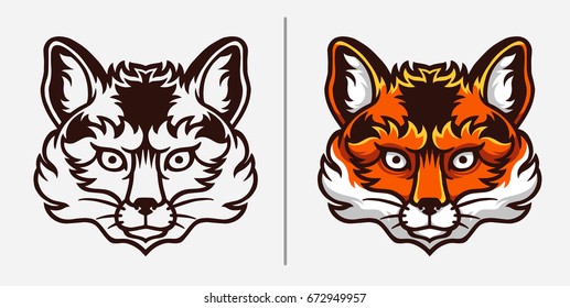 Fox Head Mascot Logo Colored