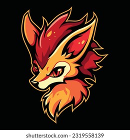 Fox Head Mascot Logo for Esport. Fox T-shirt Design. Isolated on Black Background