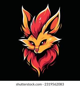 Fox Head Mascot Logo for Esport. Fox T-shirt Design. Isolated on Black Background