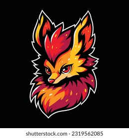 Fox Head Mascot Logo for Esport. Fox T-shirt Design. Isolated on Black Background
