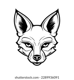 Fox head mascot logo ,hand drawn illustration.