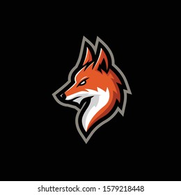 Fox head mascot logo vector illustration, logo for sports and e sports logo