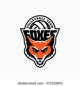 Fox head mascot for a volleyball team. Vector illustration.