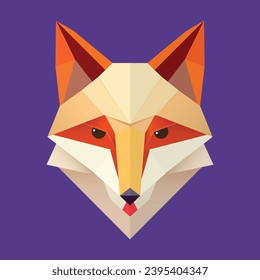 fox head in origami vector style
