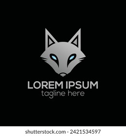 Fox head outline abstract gradient color logo design template illustration