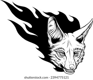 Fox head outline sketch vector.