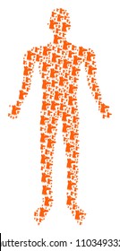 Fox head person avatar. Vector fox head icons are arranged into person composition.