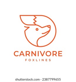fox head portrait mascot geometric shape character cartoon simple line style modern logo design vector icon illustration
