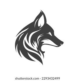 Fox head profile furry wild mammal animal camping hunting vintage icon design vector illustration. Foxy portrait carnivorous predator forest character wolf zoo mascot danger coyote monochrome logo