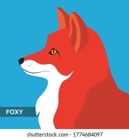 Fox, cara lateral, ilustración gráfica