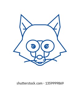 Fox head sign line icon concept. Fox head sign flat  vector symbol, sign, outline illustration.