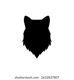 Fox head silhouette vector flat illustration on white background.