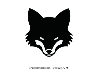 Fox head silhouette vector illustration with white background