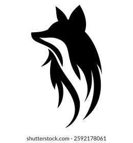 Fox head silhouette vector image,minimalist and elegant design,isolated on white background,can be for sign or collection