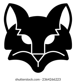 Fox head solid icon, worldwildlife concept, fox vector sign on white background, fox head glyph style for mobile concept and web design. Vector graphics