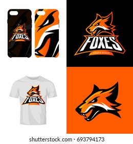 Fox head sport club isolated vector logo concept. Modern professional team badge mascot design. Premium quality wild animal t-shirt tee print illustration. Smart phone case accessory emblem.
