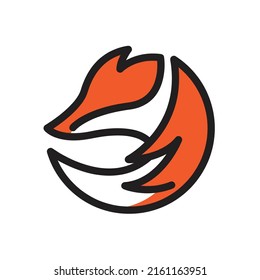 fox head and tail logo vector