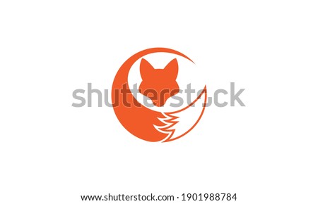 fox head with tail modern logo symbol icon vector graphic design 