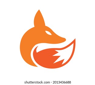 Foxenkopf und Schwanz, Vektorwolf-Logo, Design-Illustration auf weißem Hintergrund