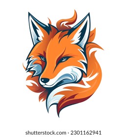 Fox head talisman. Fox logo. Fox sports team mascot. Sports fox logo illustration.